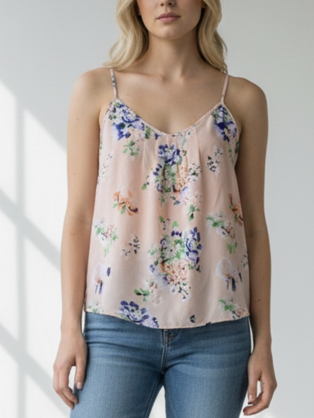Talula Floral Chiffon Cami Tank Top Size Small Pink Sleeveless Blouse Boho
